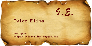 Ivicz Elina névjegykártya
